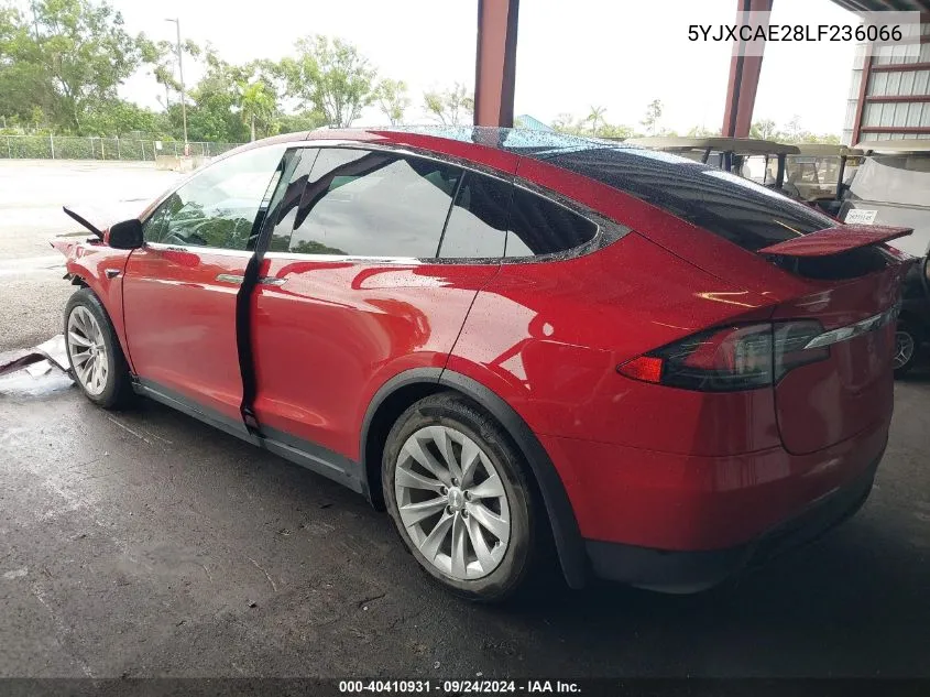 2020 Tesla Model X VIN: 5YJXCAE28LF236066 Lot: 40410931