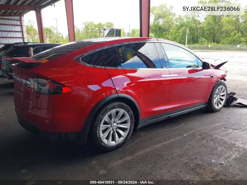 2020 Tesla Model X VIN: 5YJXCAE28LF236066 Lot: 40410931