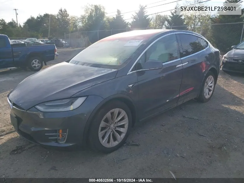 2020 Tesla Model X Long Range Dual Motor All-Wheel Drive/Long Range Plus Dual Motor All-Wheel Drive VIN: 5YJXCBE21LF298401 Lot: 40532556