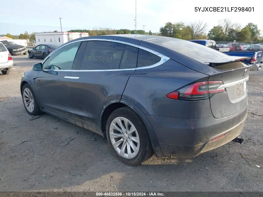 2020 Tesla Model X Long Range Dual Motor All-Wheel Drive/Long Range Plus Dual Motor All-Wheel Drive VIN: 5YJXCBE21LF298401 Lot: 40532556