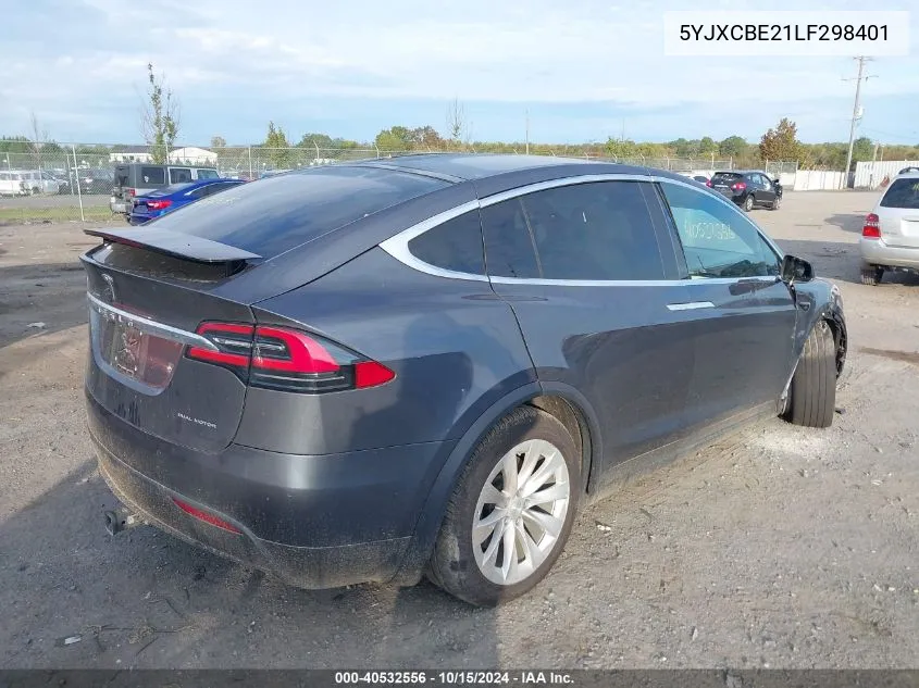 2020 Tesla Model X Long Range Dual Motor All-Wheel Drive/Long Range Plus Dual Motor All-Wheel Drive VIN: 5YJXCBE21LF298401 Lot: 40532556