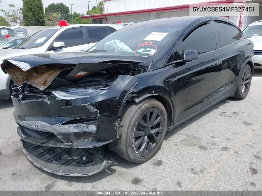 2021 Tesla Model X Long Range Dual Motor All-Wheel Drive VIN: 5YJXCBE54MF327451 Lot: 39437526