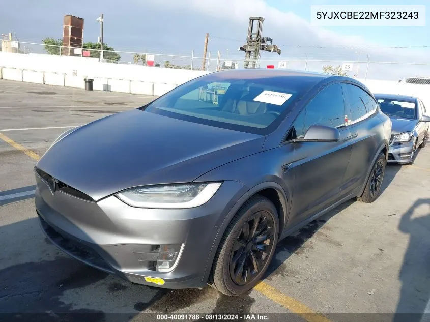 2021 Tesla Model X Long Range Dual Motor All-Wheel Drive/Long Range Plus Dual Motor All-Wheel Drive VIN: 5YJXCBE22MF323243 Lot: 40091788