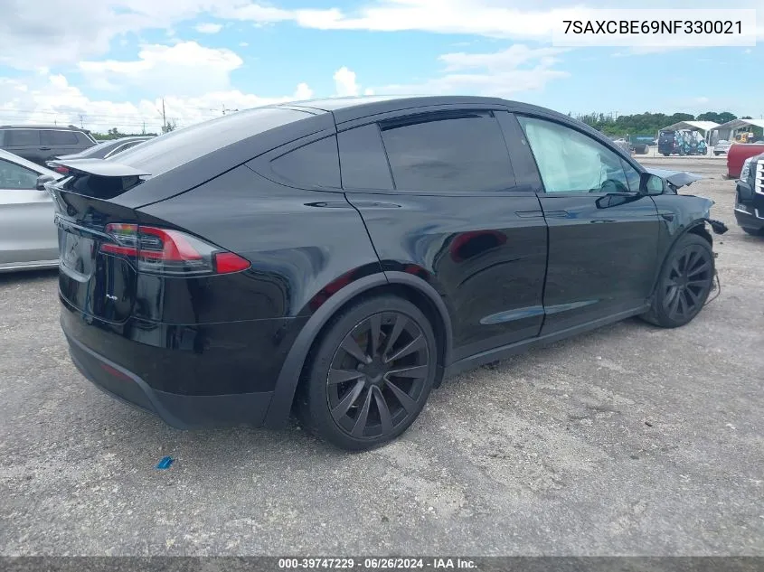 2022 Tesla Model X Plaid Tri Motor All-Wheel Drive VIN: 7SAXCBE69NF330021 Lot: 39747229