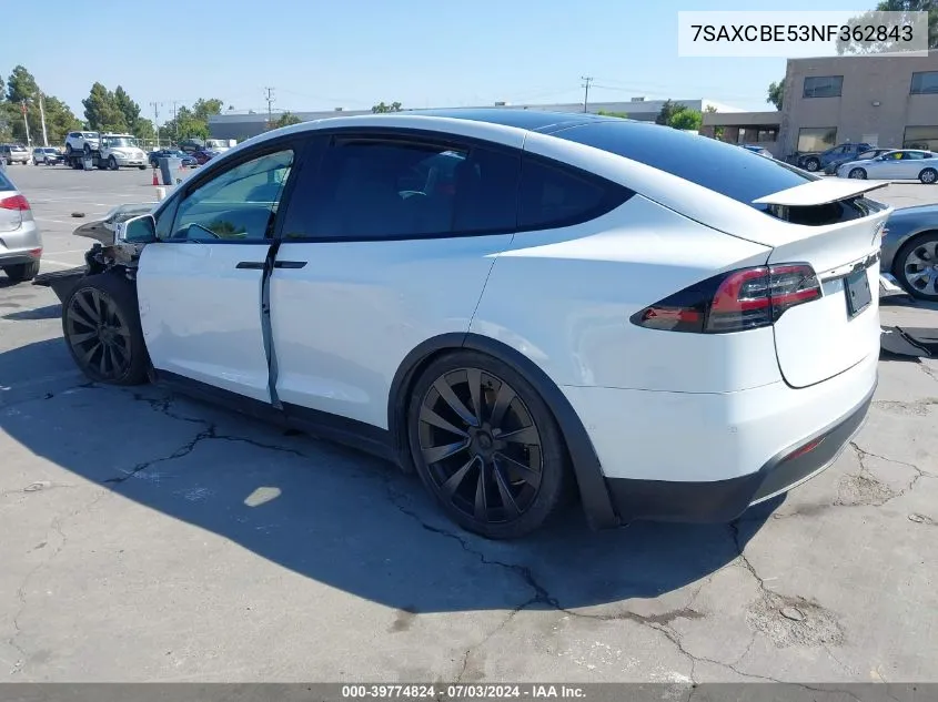 2022 Tesla Model X Dual Motor All-Wheel Drive VIN: 7SAXCBE53NF362843 Lot: 39774824