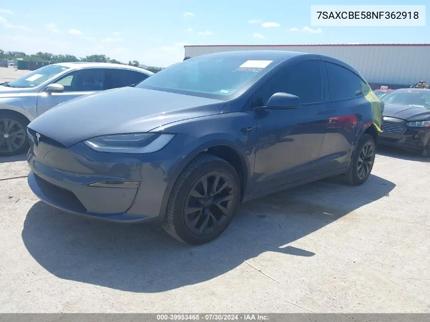 2022 Tesla Model X Dual Motor All-Wheel Drive VIN: 7SAXCBE58NF362918 Lot: 39953465