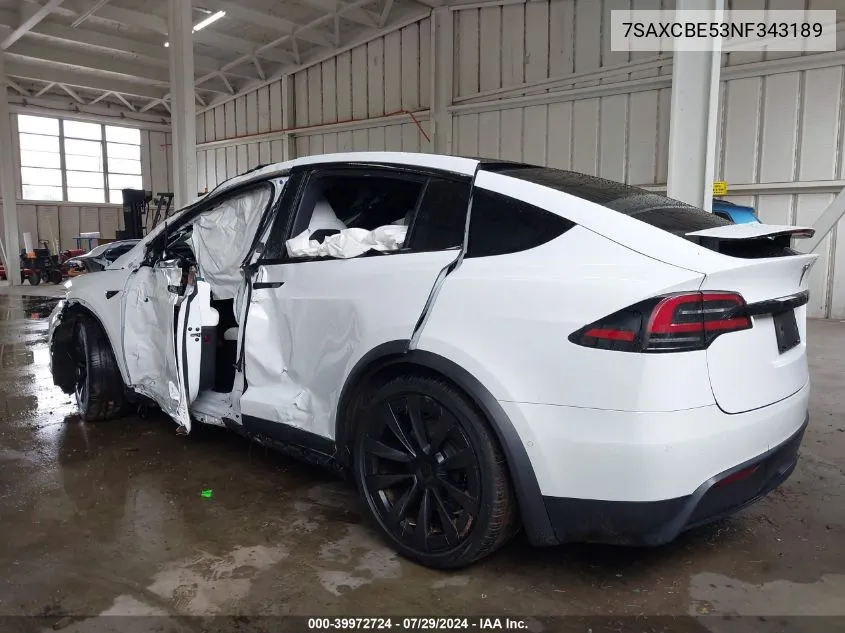 2022 Tesla Model X Dual Motor All-Wheel Drive VIN: 7SAXCBE53NF343189 Lot: 39972724