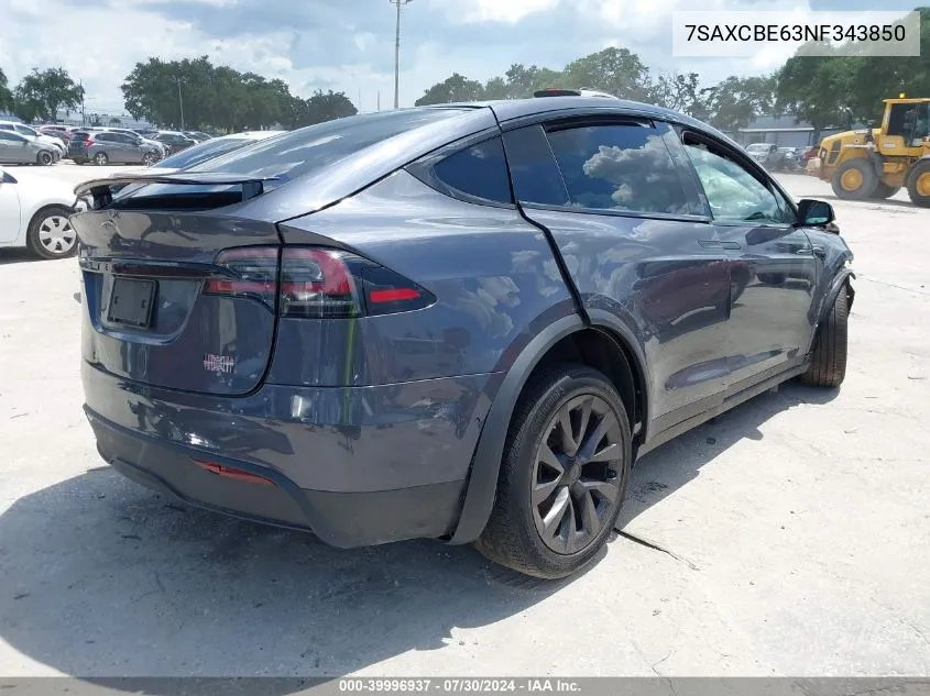 2022 Tesla Model X Plaid Tri Motor All-Wheel Drive VIN: 7SAXCBE63NF343850 Lot: 39996937