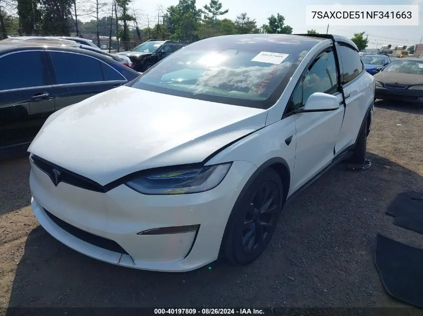 2022 Tesla Model X Dual Motor All-Wheel Drive/Plaid Tri Motor All-Wheel Drive VIN: 7SAXCDE51NF341663 Lot: 40197809