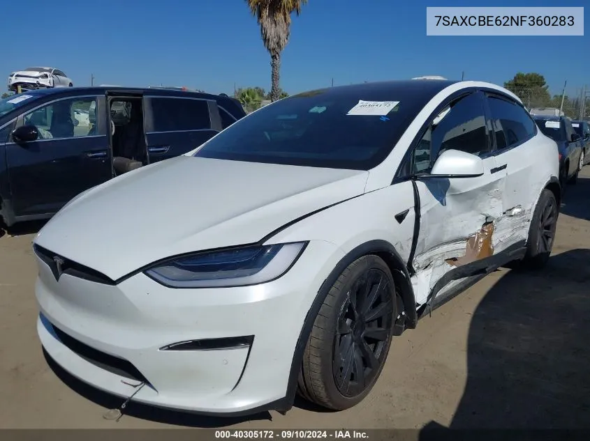 2022 Tesla Model X VIN: 7SAXCBE62NF360283 Lot: 40305172