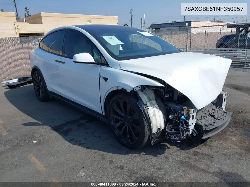 2022 Tesla Model X Plaid Tri Motor All-Wheel Drive VIN: 7SAXCBE61NF350957 Lot: 40411899