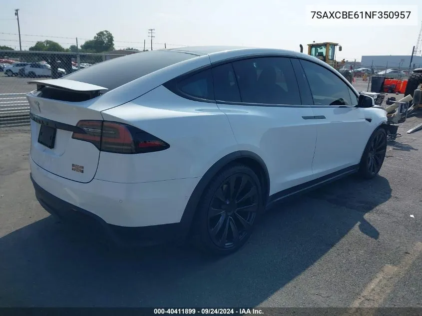 2022 Tesla Model X Plaid Tri Motor All-Wheel Drive VIN: 7SAXCBE61NF350957 Lot: 40411899