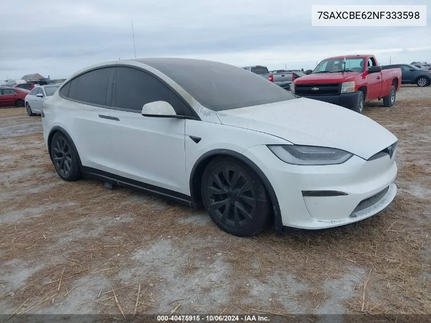 2022 Tesla Model X VIN: 7SAXCBE62NF333598 Lot: 40475915