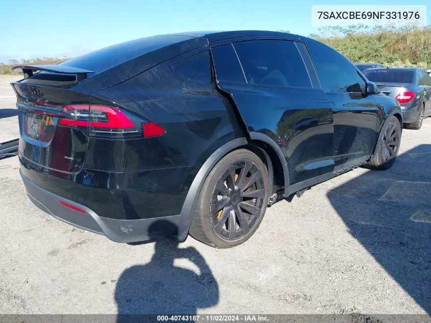 2022 Tesla Model X Plaid Tri Motor All-Wheel Drive VIN: 7SAXCBE69NF331976 Lot: 40743187