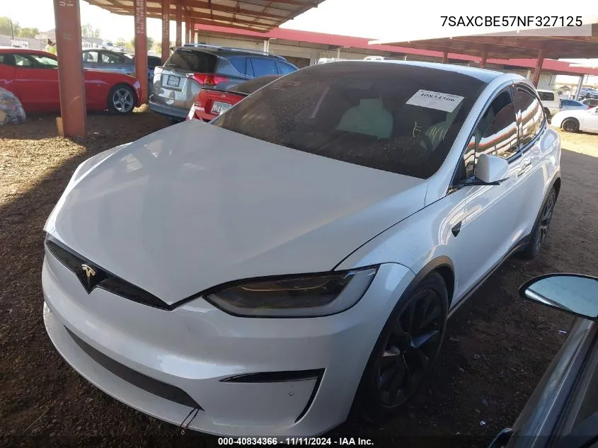 2022 Tesla Model X Dual Motor All-Wheel Drive VIN: 7SAXCBE57NF327125 Lot: 40834366