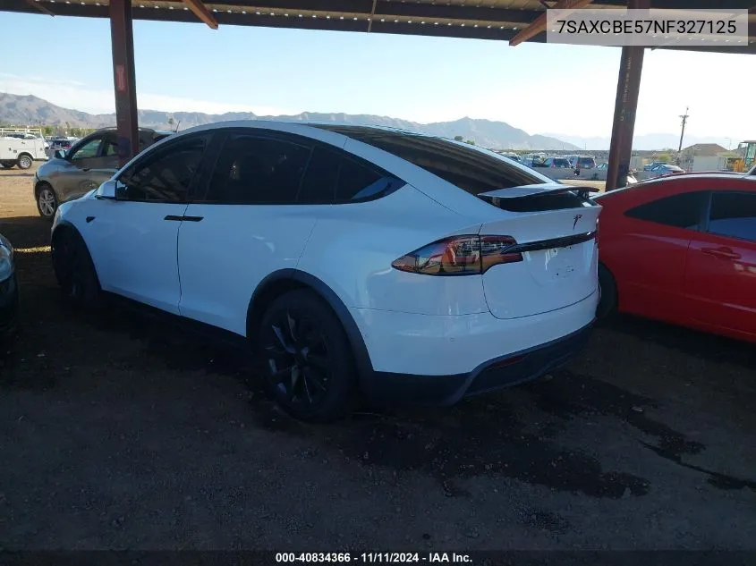 2022 Tesla Model X Dual Motor All-Wheel Drive VIN: 7SAXCBE57NF327125 Lot: 40834366