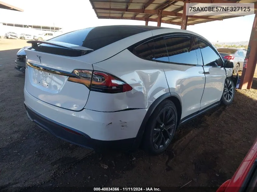 2022 Tesla Model X Dual Motor All-Wheel Drive VIN: 7SAXCBE57NF327125 Lot: 40834366