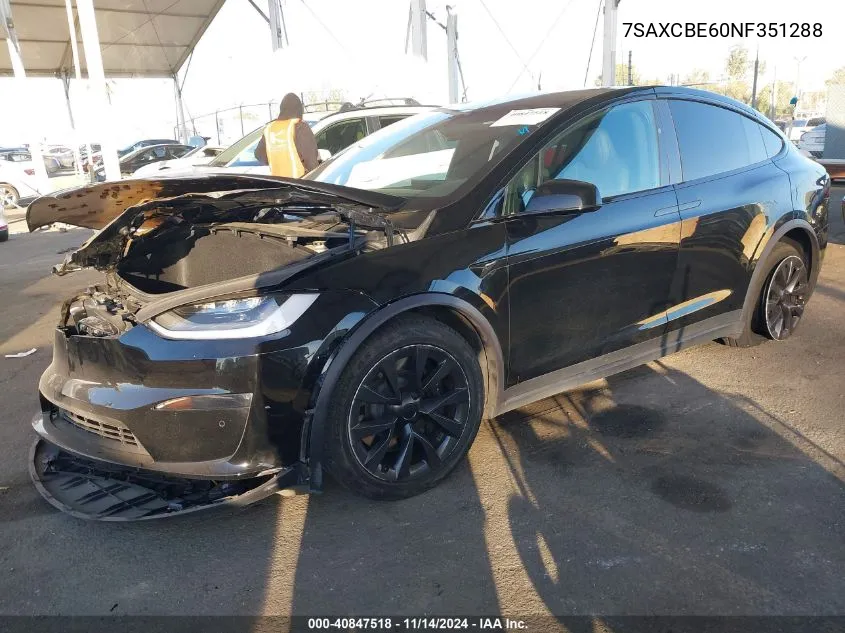 2022 Tesla Model X Plaid Tri Motor All-Wheel Drive VIN: 7SAXCBE60NF351288 Lot: 40847518