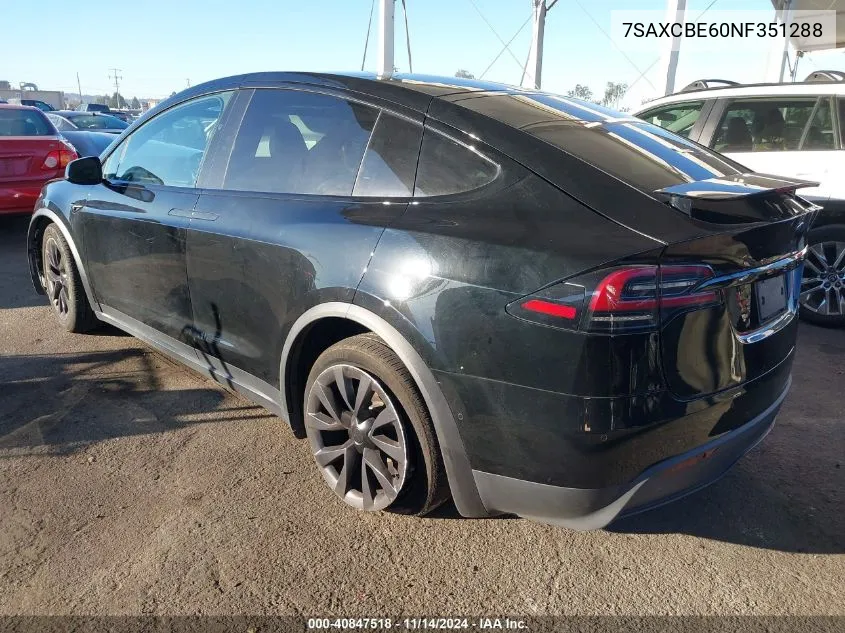 2022 Tesla Model X Plaid Tri Motor All-Wheel Drive VIN: 7SAXCBE60NF351288 Lot: 40847518