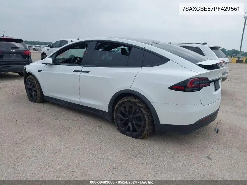 2023 Tesla Model X Dual Motor All-Wheel Drive/Standard Range VIN: 7SAXCBE57PF429561 Lot: 39489886