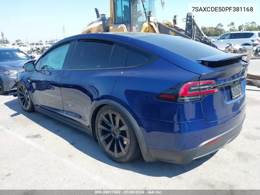 2023 Tesla Model X Dual Motor All-Wheel Drive/Standard Range VIN: 7SAXCDE50PF381168 Lot: 39817652