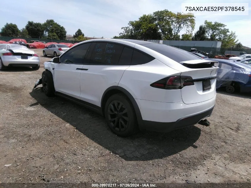 2023 Tesla Model X Dual Motor All-Wheel Drive/Standard Range VIN: 7SAXCAE52PF378545 Lot: 39970217