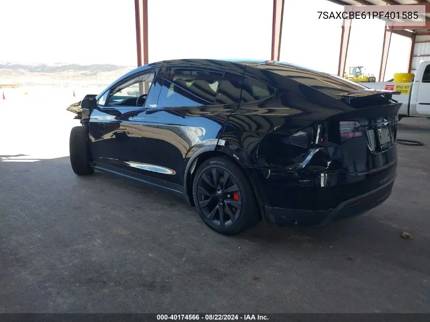 2023 Tesla Model X Plaid Tri Motor All-Wheel Drive VIN: 7SAXCBE61PF401585 Lot: 40174566