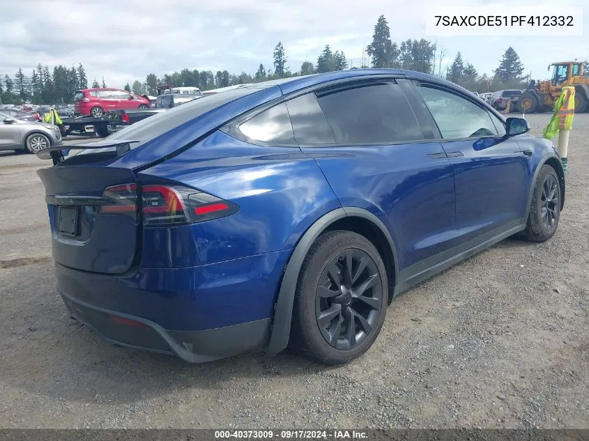 2023 Tesla Model X Dual Motor All-Wheel Drive/Standard Range VIN: 7SAXCDE51PF412332 Lot: 40373009