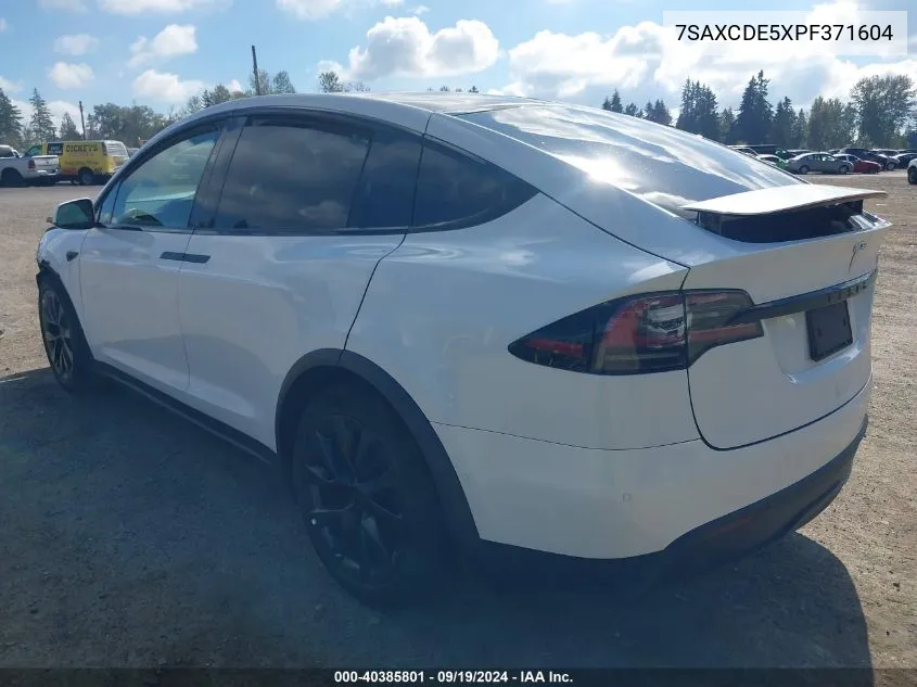 2023 Tesla Model X Dual Motor All-Wheel Drive/Standard Range VIN: 7SAXCDE5XPF371604 Lot: 40385801