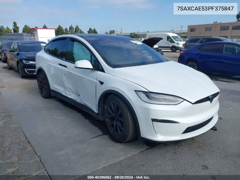 2023 Tesla Model X Dual Motor All-Wheel Drive/Standard Range VIN: 7SAXCAE53PF375847 Lot: 40396862