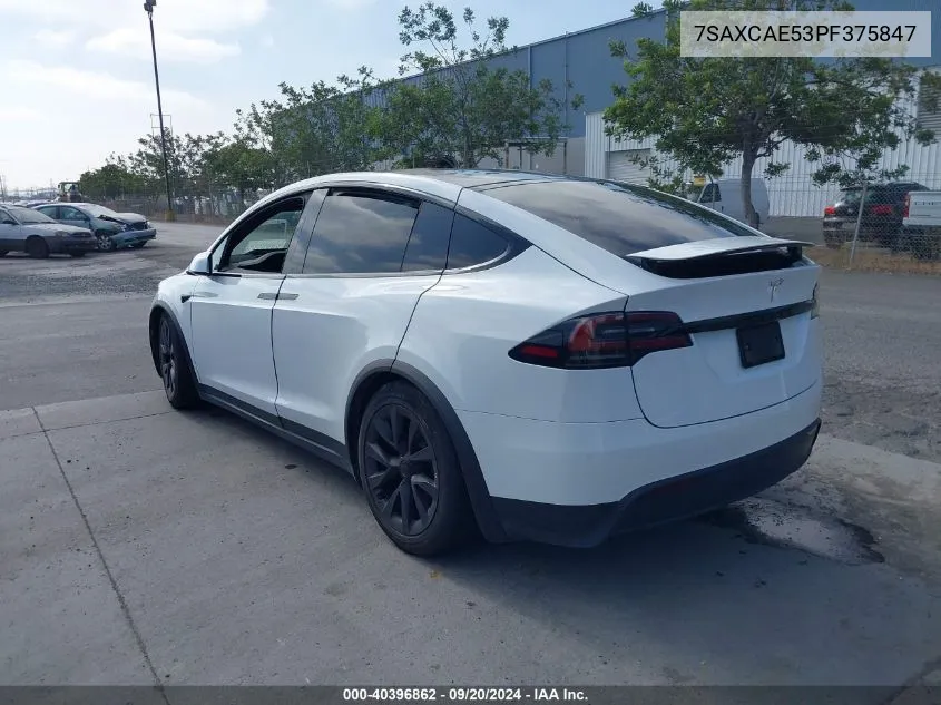 2023 Tesla Model X Dual Motor All-Wheel Drive/Standard Range VIN: 7SAXCAE53PF375847 Lot: 40396862