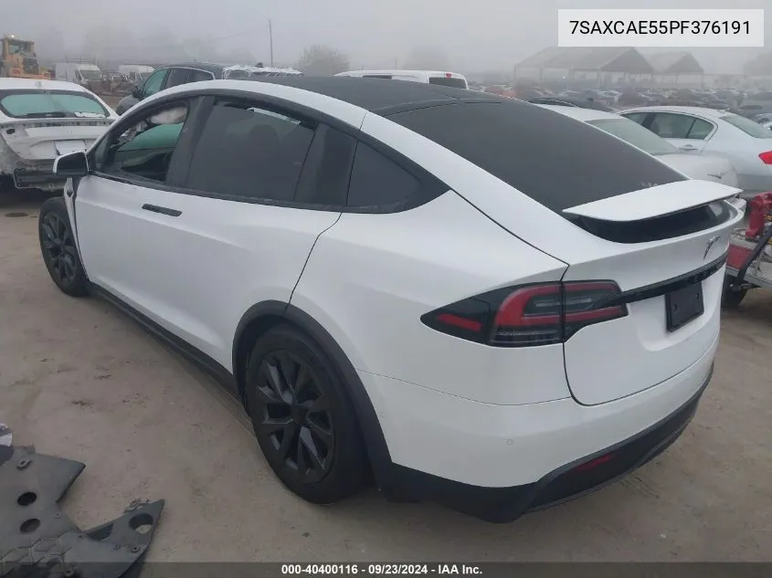 2023 Tesla Model X VIN: 7SAXCAE55PF376191 Lot: 40400116