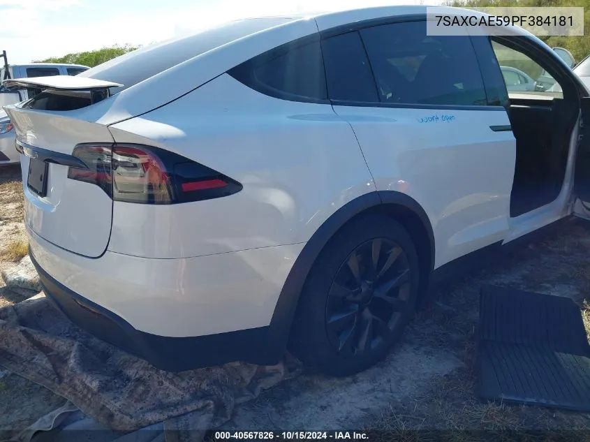 2023 Tesla Model X Dual Motor All-Wheel Drive/Standard Range VIN: 7SAXCAE59PF384181 Lot: 40567826