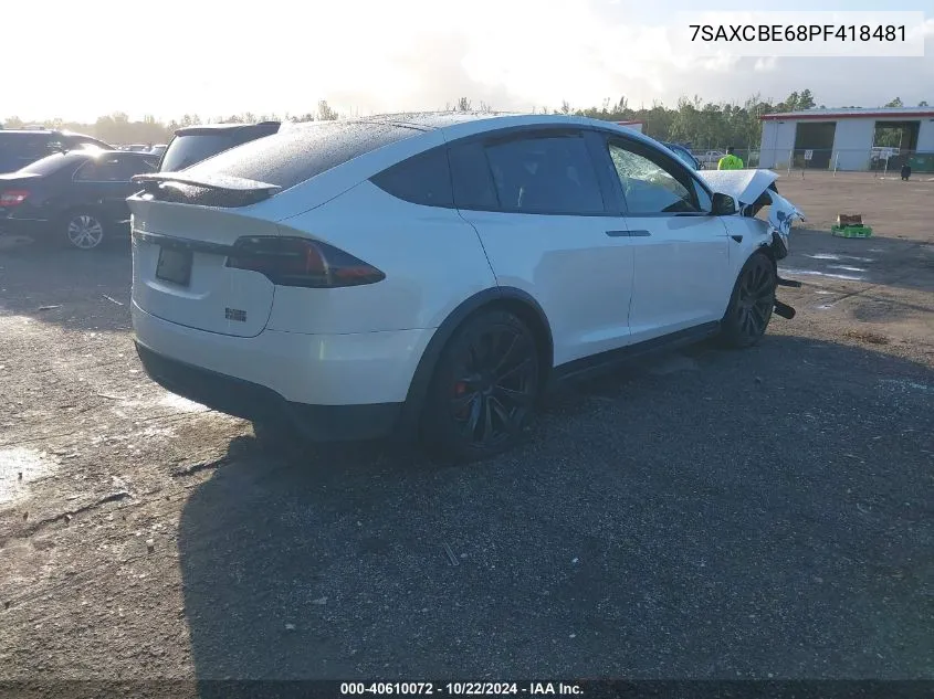 2023 Tesla Model X Plaid Tri Motor All-Wheel Drive VIN: 7SAXCBE68PF418481 Lot: 40610072