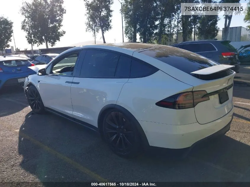 2023 Tesla Model X Plaid Tri Motor All-Wheel Drive VIN: 7SAXCBE64PF374415 Lot: 40617565