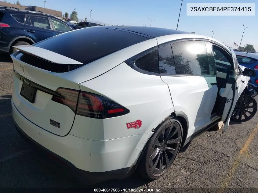 2023 Tesla Model X Plaid Tri Motor All-Wheel Drive VIN: 7SAXCBE64PF374415 Lot: 40617565