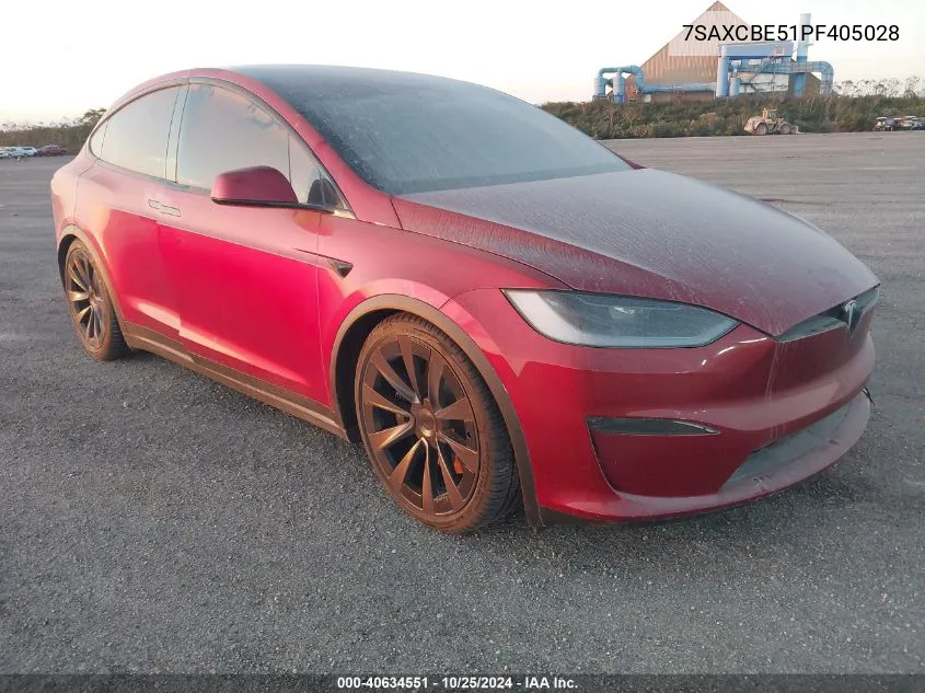 2023 Tesla Model X Dual Motor All-Wheel Drive/Standard Range VIN: 7SAXCBE51PF405028 Lot: 40634551