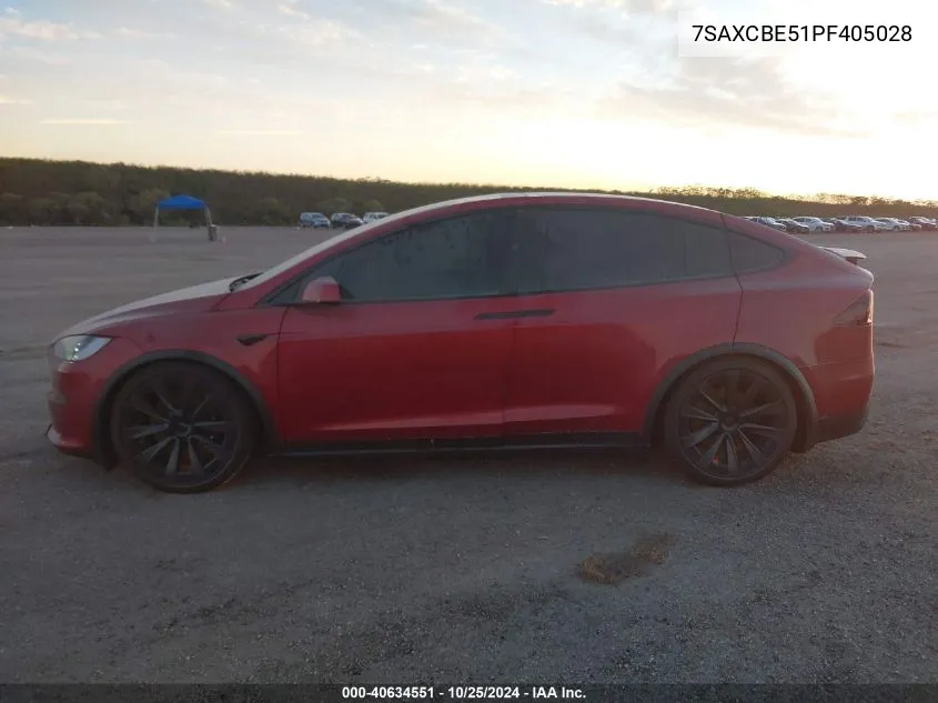 2023 Tesla Model X Dual Motor All-Wheel Drive/Standard Range VIN: 7SAXCBE51PF405028 Lot: 40634551