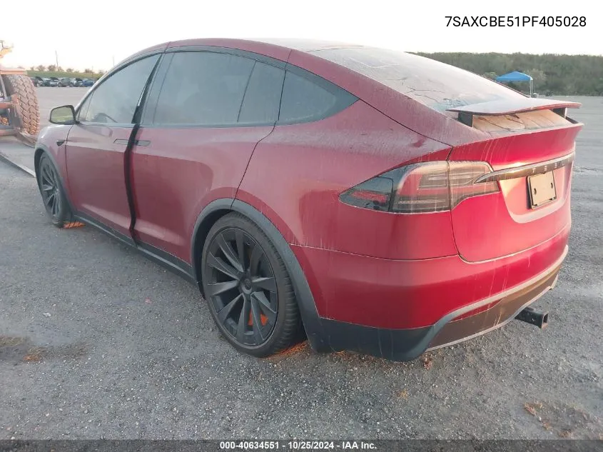 2023 Tesla Model X Dual Motor All-Wheel Drive/Standard Range VIN: 7SAXCBE51PF405028 Lot: 40634551