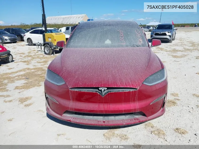 2023 Tesla Model X Dual Motor All-Wheel Drive/Standard Range VIN: 7SAXCBE51PF405028 Lot: 40634551