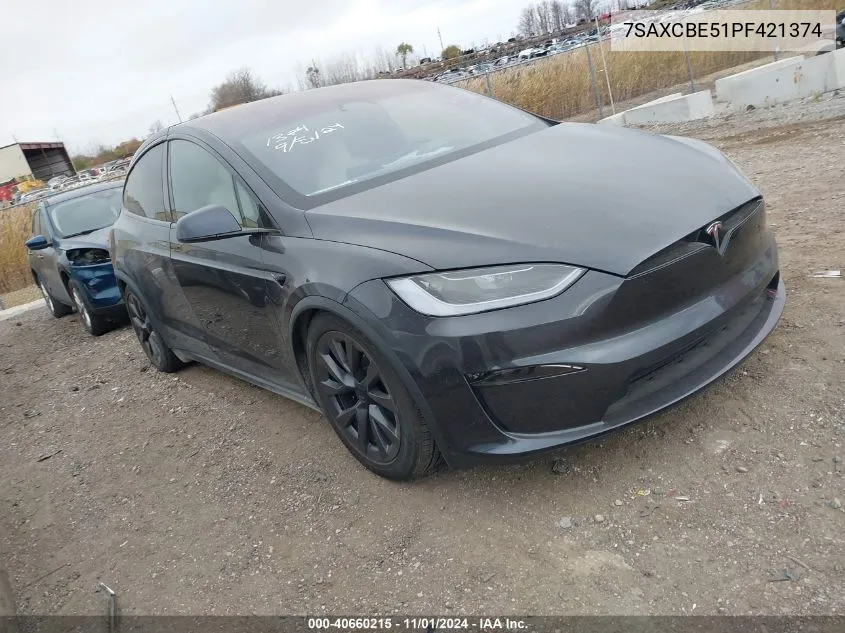 2023 Tesla Model X Dual Motor All-Wheel Drive/Standard Range VIN: 7SAXCBE51PF421374 Lot: 40660215