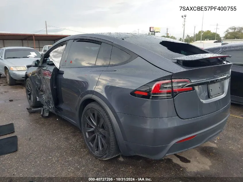 2023 Tesla Model X Dual Motor All-Wheel Drive/Standard Range VIN: 7SAXCBE57PF400755 Lot: 40727205