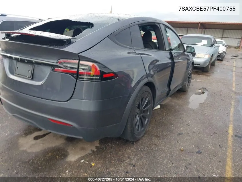 2023 Tesla Model X Dual Motor All-Wheel Drive/Standard Range VIN: 7SAXCBE57PF400755 Lot: 40727205