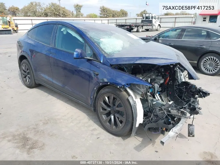 2023 Tesla Model X Dual Motor All-Wheel Drive/Standard Range VIN: 7SAXCDE58PF417253 Lot: 40737130