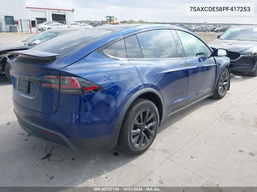 2023 Tesla Model X Dual Motor All-Wheel Drive/Standard Range VIN: 7SAXCDE58PF417253 Lot: 40737130