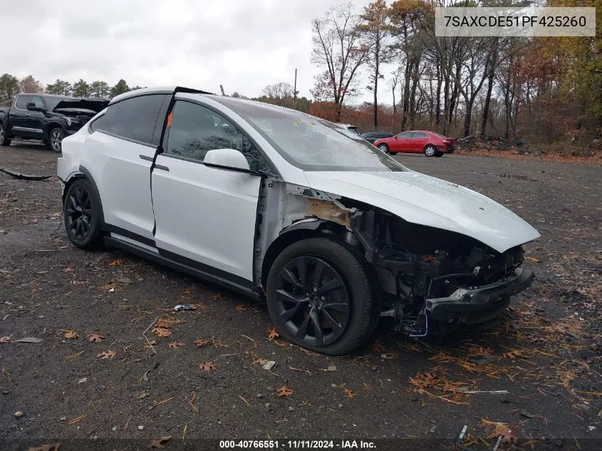 2023 Tesla Model X Dual Motor All-Wheel Drive/Standard Range VIN: 7SAXCDE51PF425260 Lot: 40766551