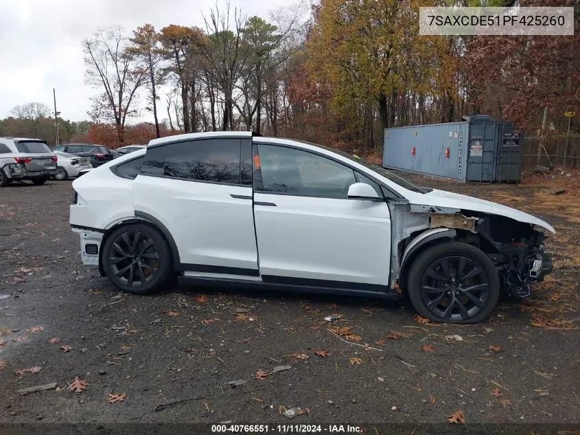 2023 Tesla Model X Dual Motor All-Wheel Drive/Standard Range VIN: 7SAXCDE51PF425260 Lot: 40766551