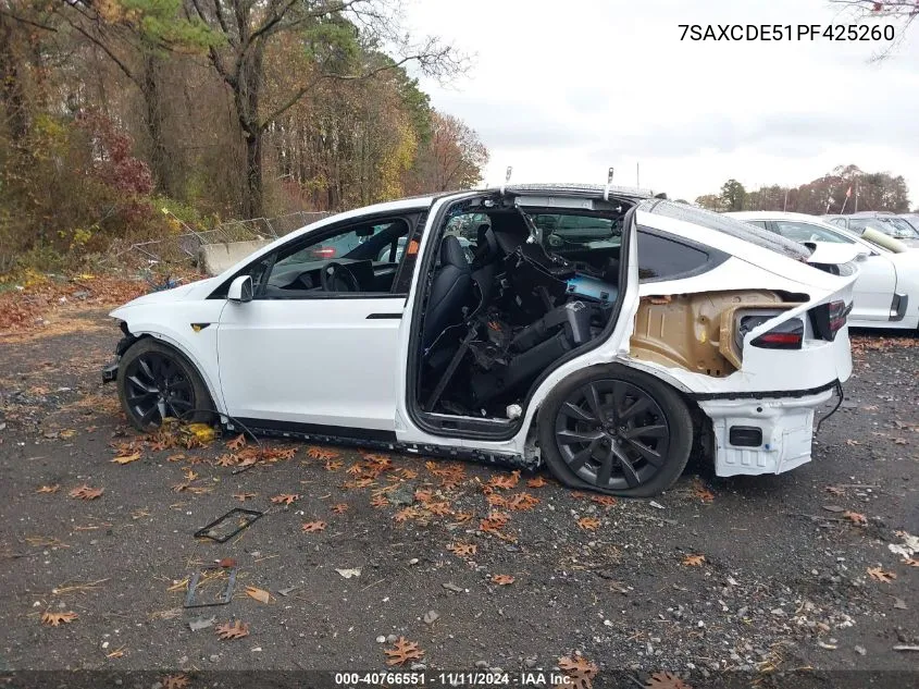 2023 Tesla Model X Dual Motor All-Wheel Drive/Standard Range VIN: 7SAXCDE51PF425260 Lot: 40766551