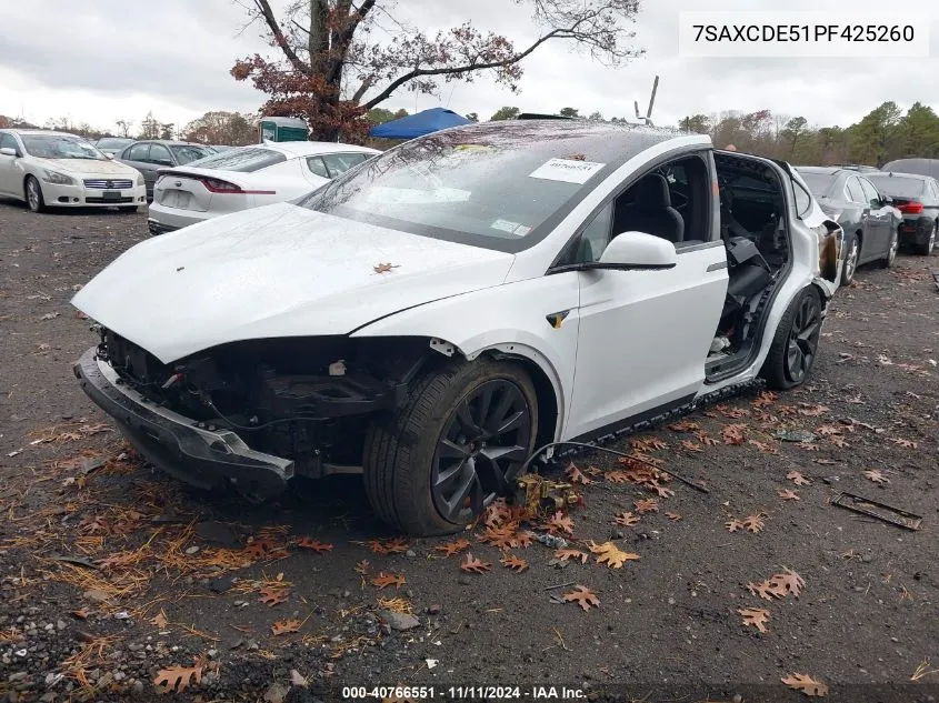 2023 Tesla Model X Dual Motor All-Wheel Drive/Standard Range VIN: 7SAXCDE51PF425260 Lot: 40766551