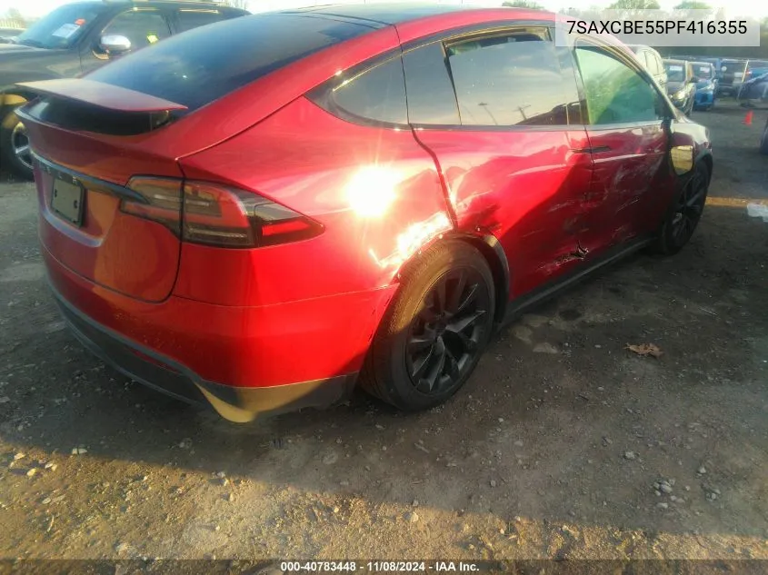 2023 Tesla Model X Dual Motor All-Wheel Drive/Standard Range VIN: 7SAXCBE55PF416355 Lot: 40783448